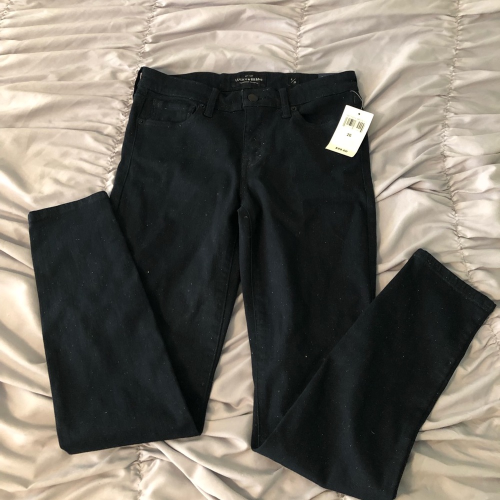 NWT Lucky Brand black glittery jeans